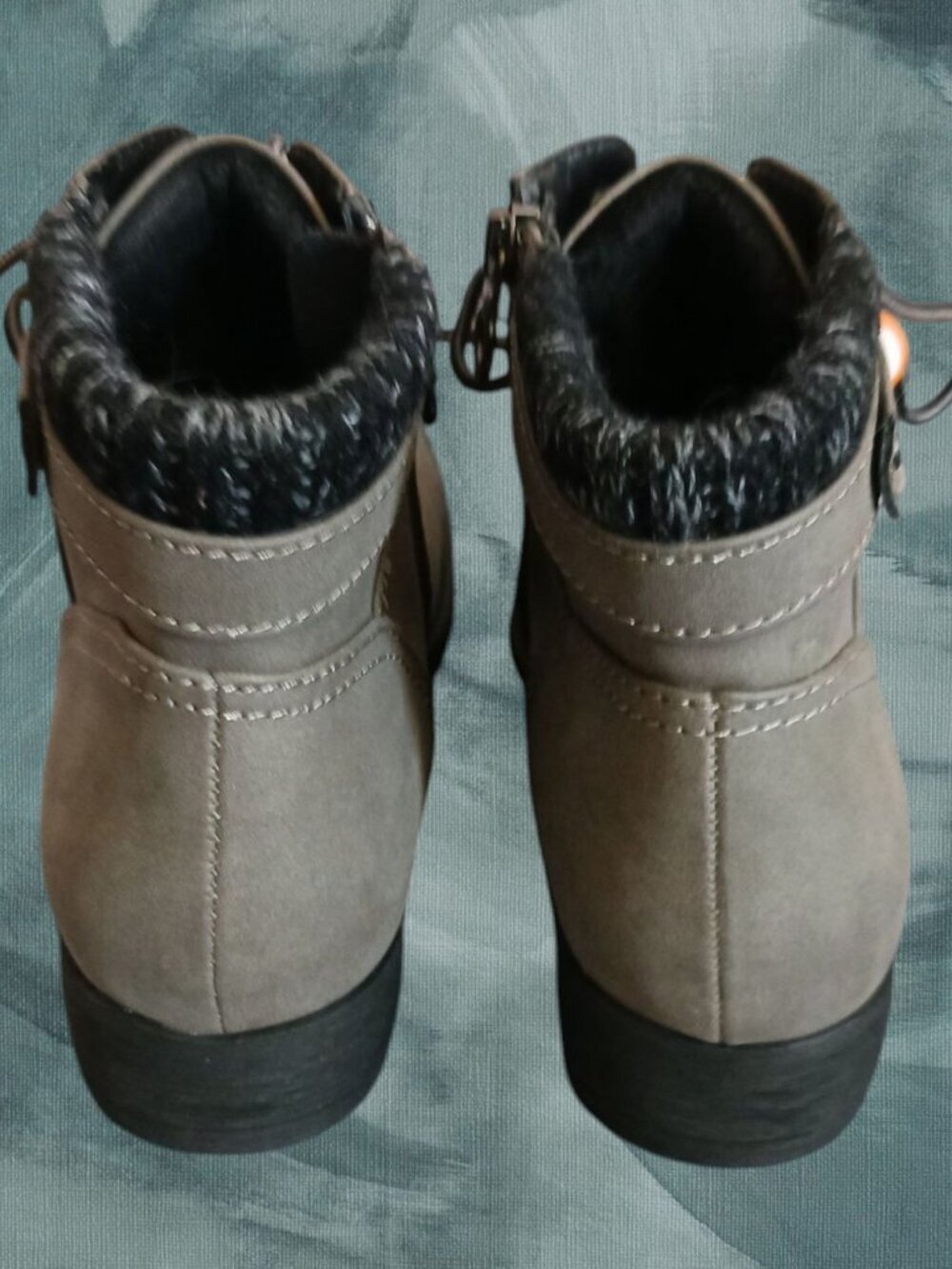 Sporto Womens Faux Suede Ankle Boots With Knit Collar & Lace-Up gray Size 7.5M - Picture 13 of 16